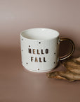 Hello Fall Gold Tile Coffee Mug - Fall Decor & Gifts
