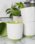 Speckled Mugs 4-Pack White and Sage-Green PRICE IS PER MUG