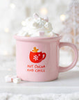 Pink Hot Cocoa and Chill Christmas Mug