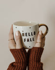 Hello Fall Gold Tile Coffee Mug - Fall Decor & Gifts