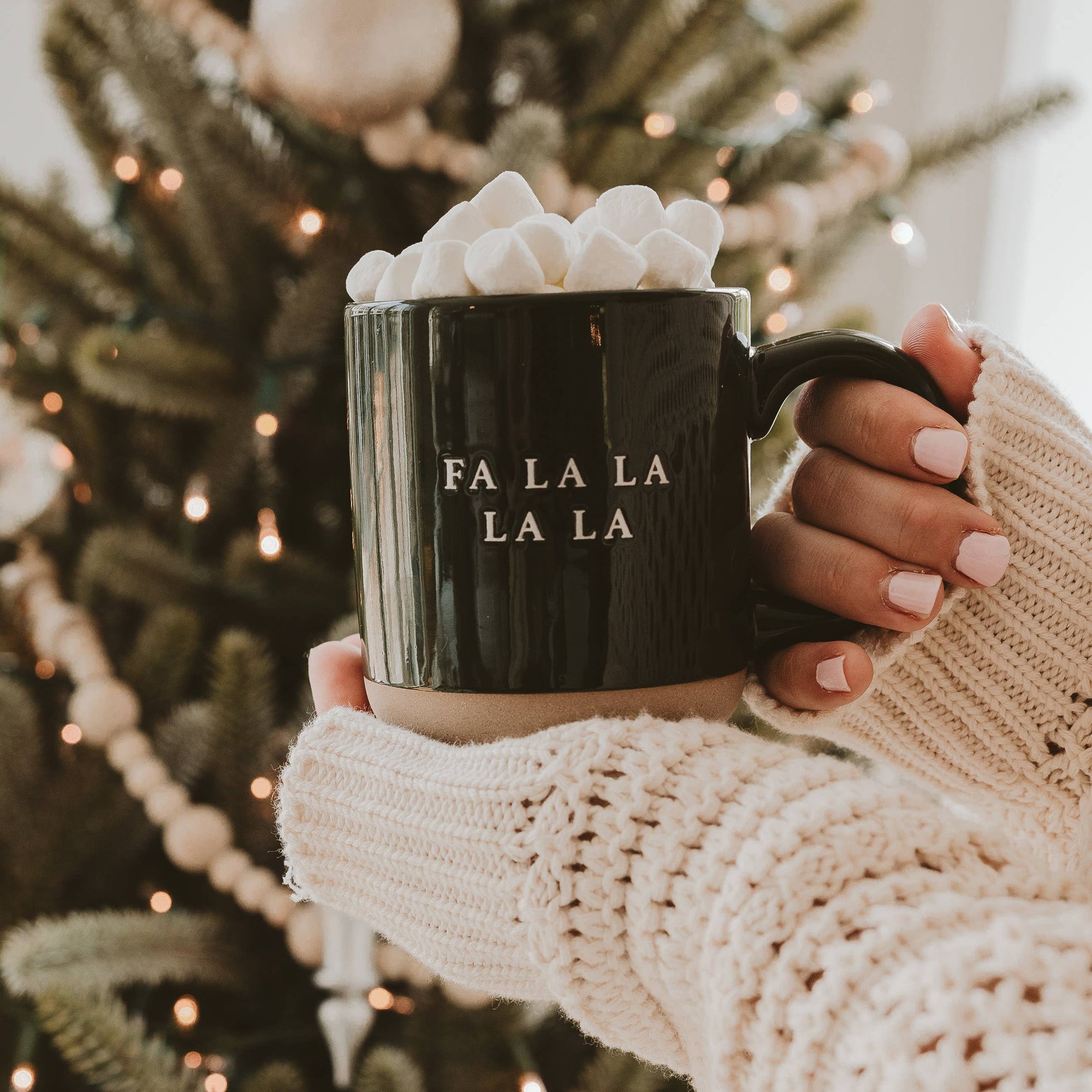 Fa La La Stoneware Coffee Mug - Christmas Decor &amp; Gift