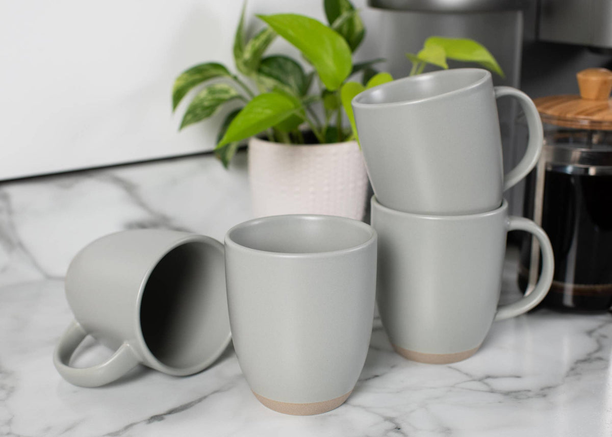 Mugs 4-Pk Raw Textured Bottom Light-Gray PRICE IS PER MUG