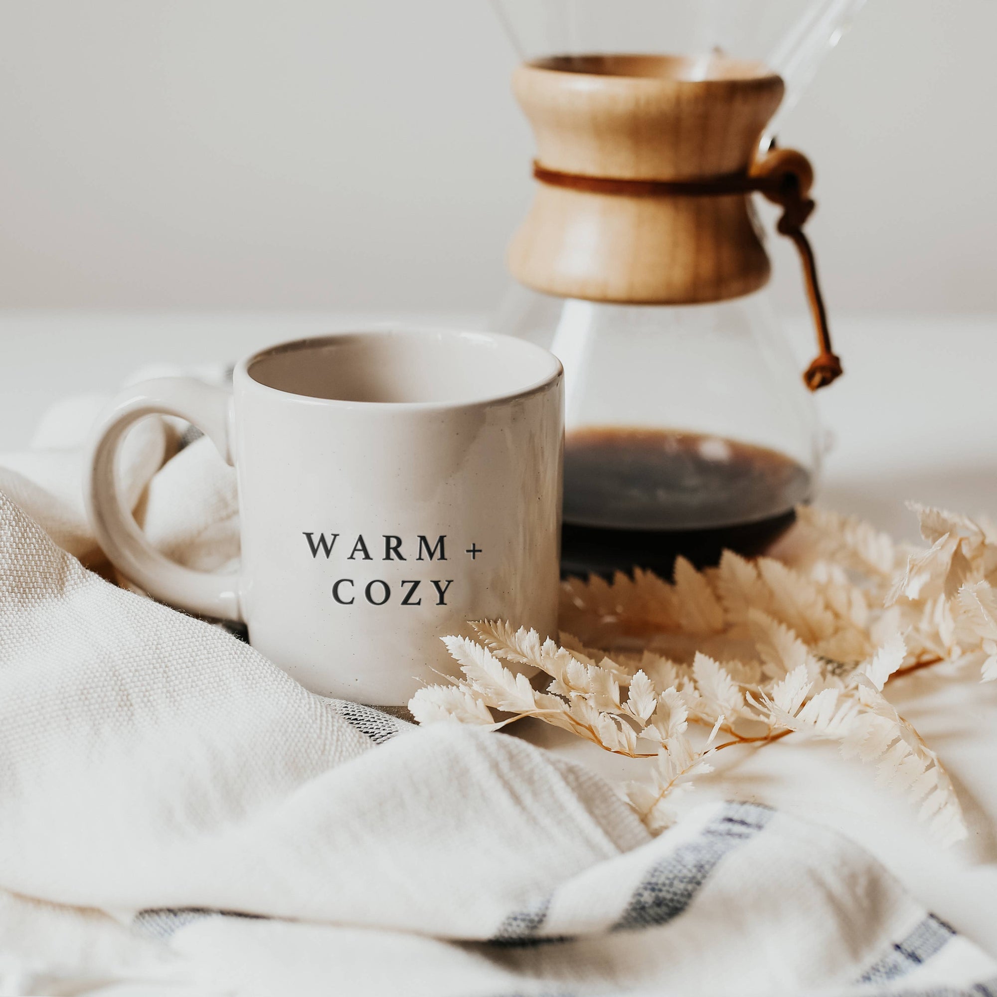 Warm &amp; Cozy Stoneware Coffee Mug-Christmas Home Decor &amp; Gift