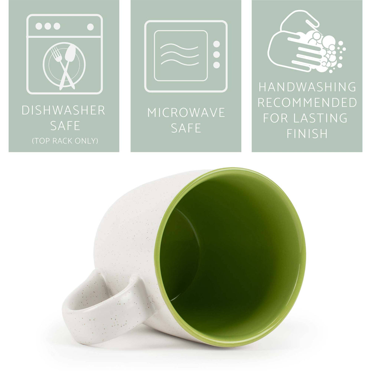 Speckled Mugs 4-Pack White and Sage-Green PRICE IS PER MUG